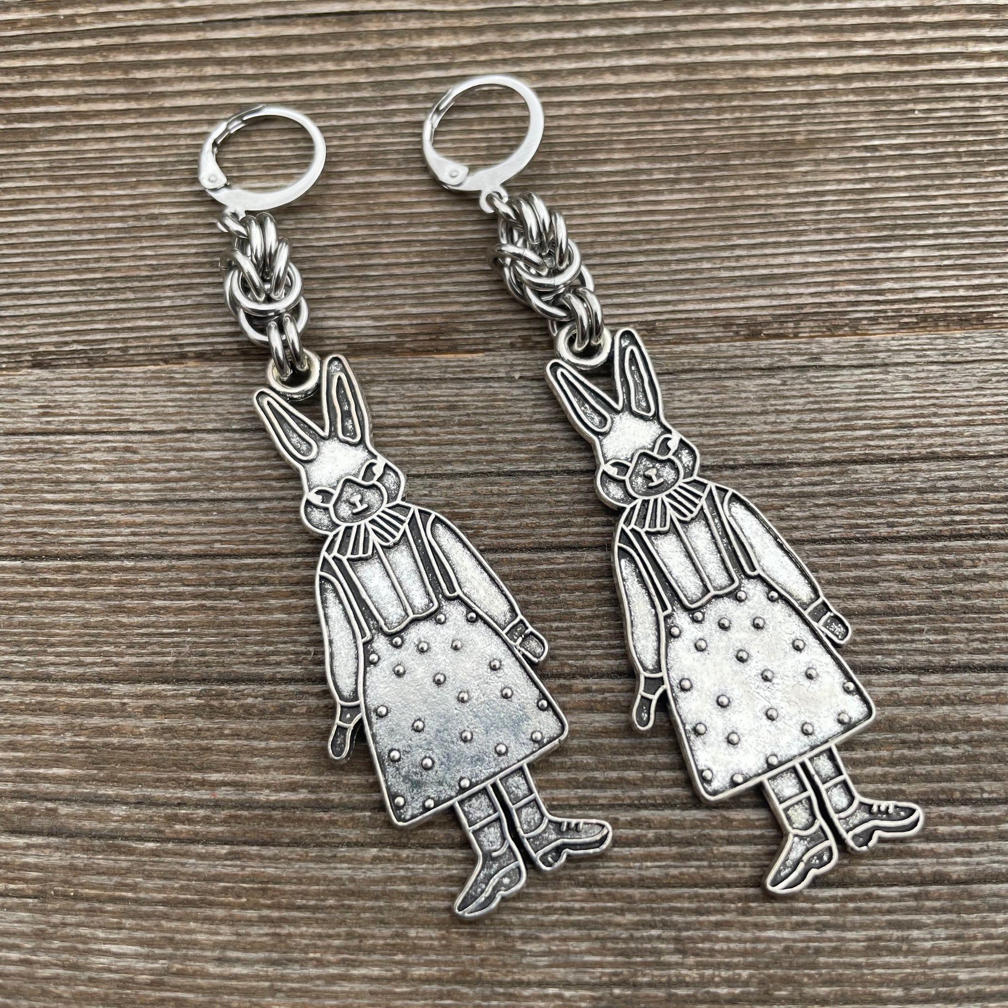 Creepy Bunny Chainmaille Earrings