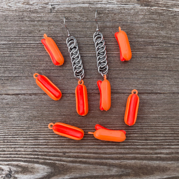 Kitschy Hotdog Chainmaille Earrings