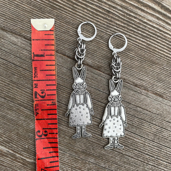 Creepy Bunny Chainmaille Earrings