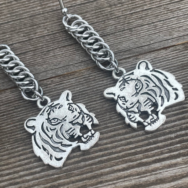 Stainless Steel Half Persian 4-in-1 Tiger Earrings