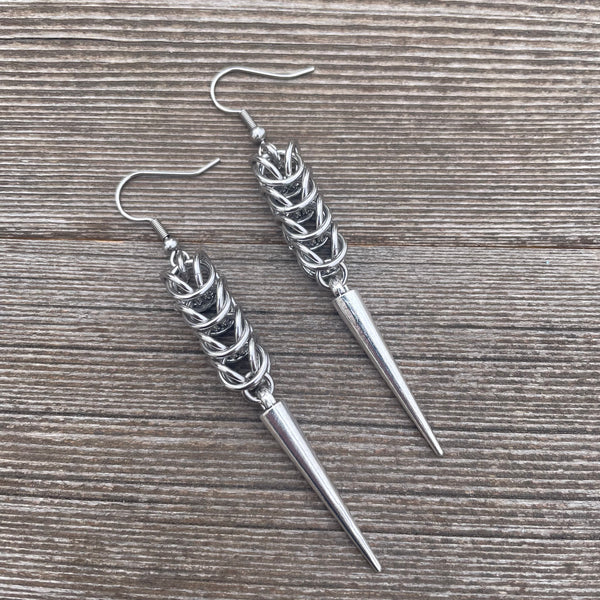 Box Chainmaille Spike Earrings