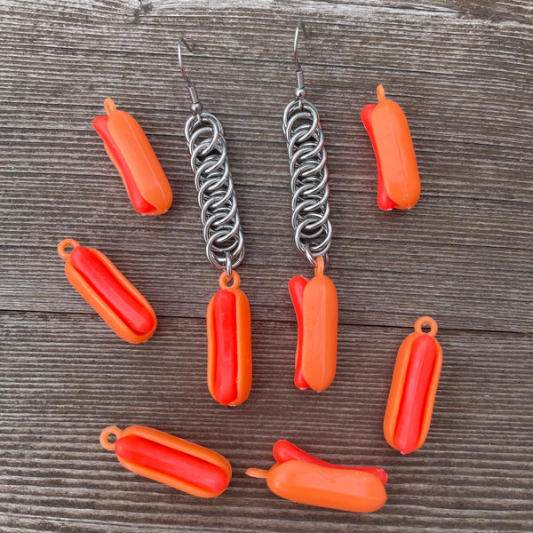Kitschy Hotdog Chainmaille Earrings