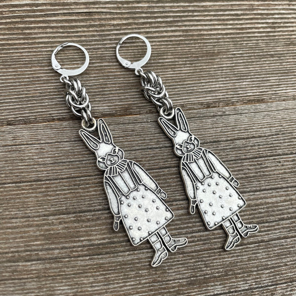 Creepy Bunny Chainmaille Earrings