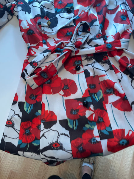 Vintage Poppy Print Dress M/L