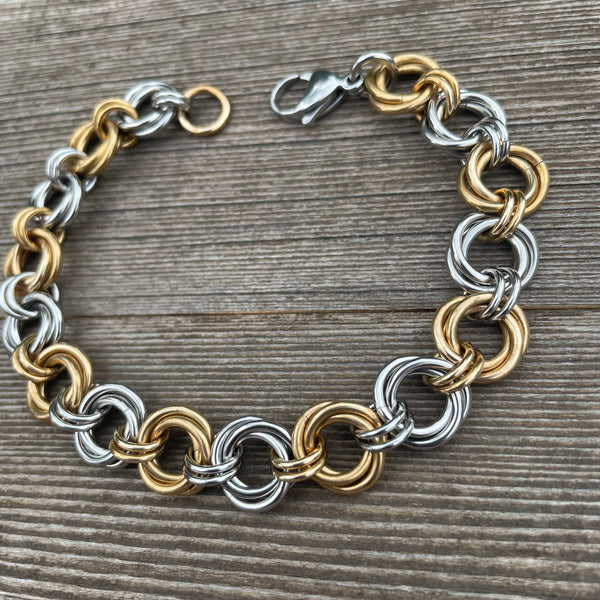 Two-tone Flowers Chainmaille Chain