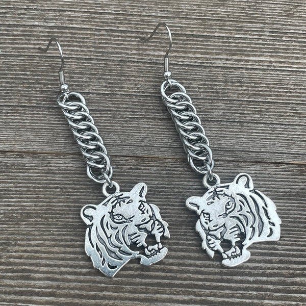 Stainless Steel Half Persian 4-in-1 Tiger Earrings