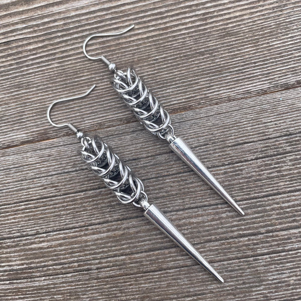 Box Chainmaille Spike Earrings
