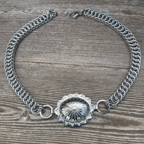 Western Chainmaille Concho Necklace