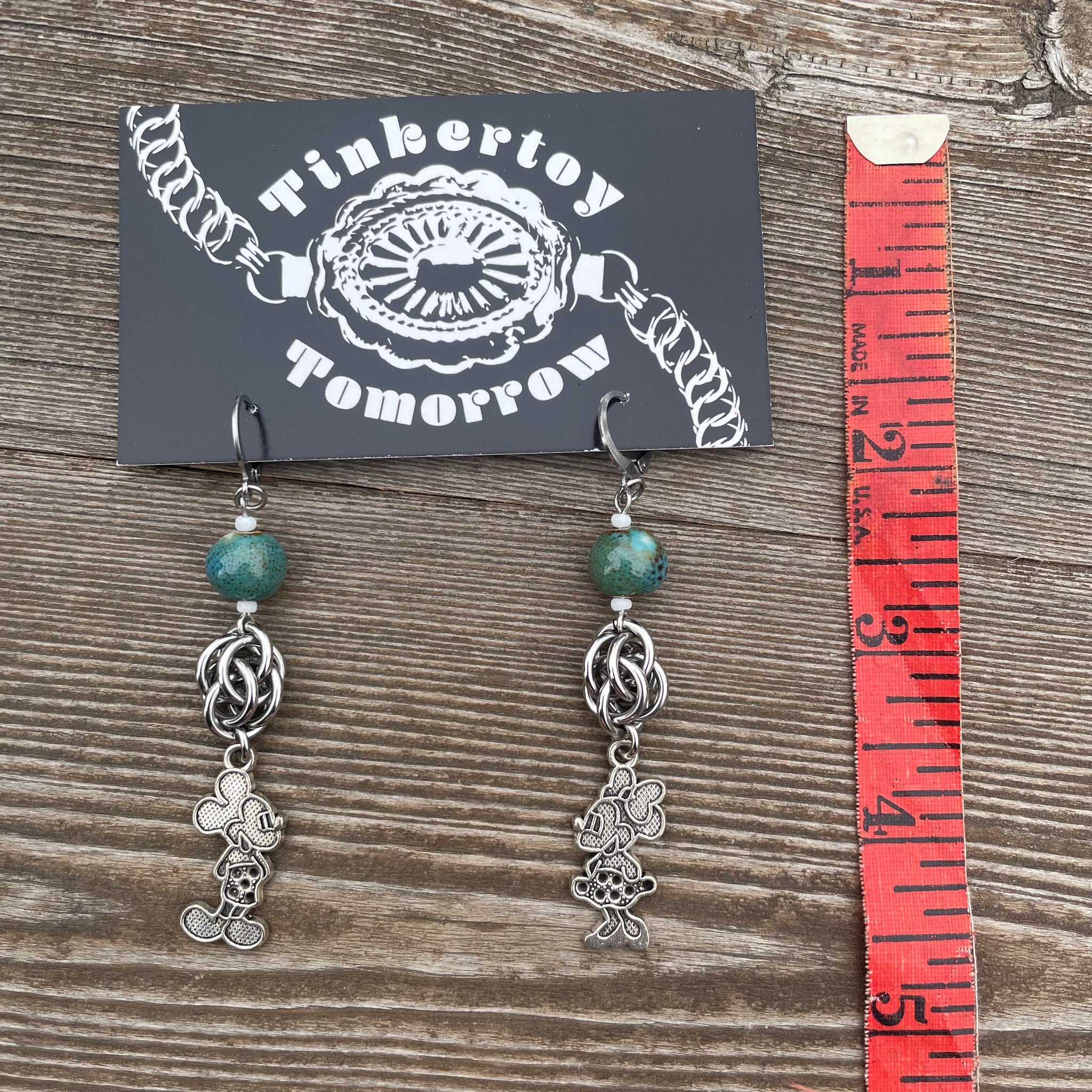 Thrift Store - Chainmaille Mouse Earrings Teal