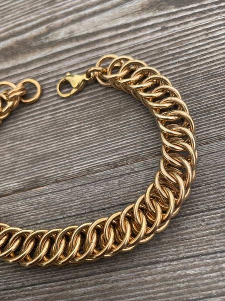 Brass Chunky Chainmaille Bracelet