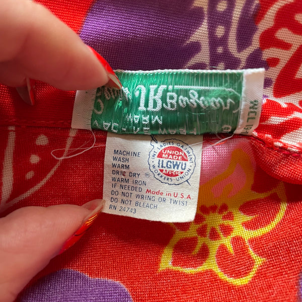 Vintage Psychedelic Dagger Collar Dress M/L