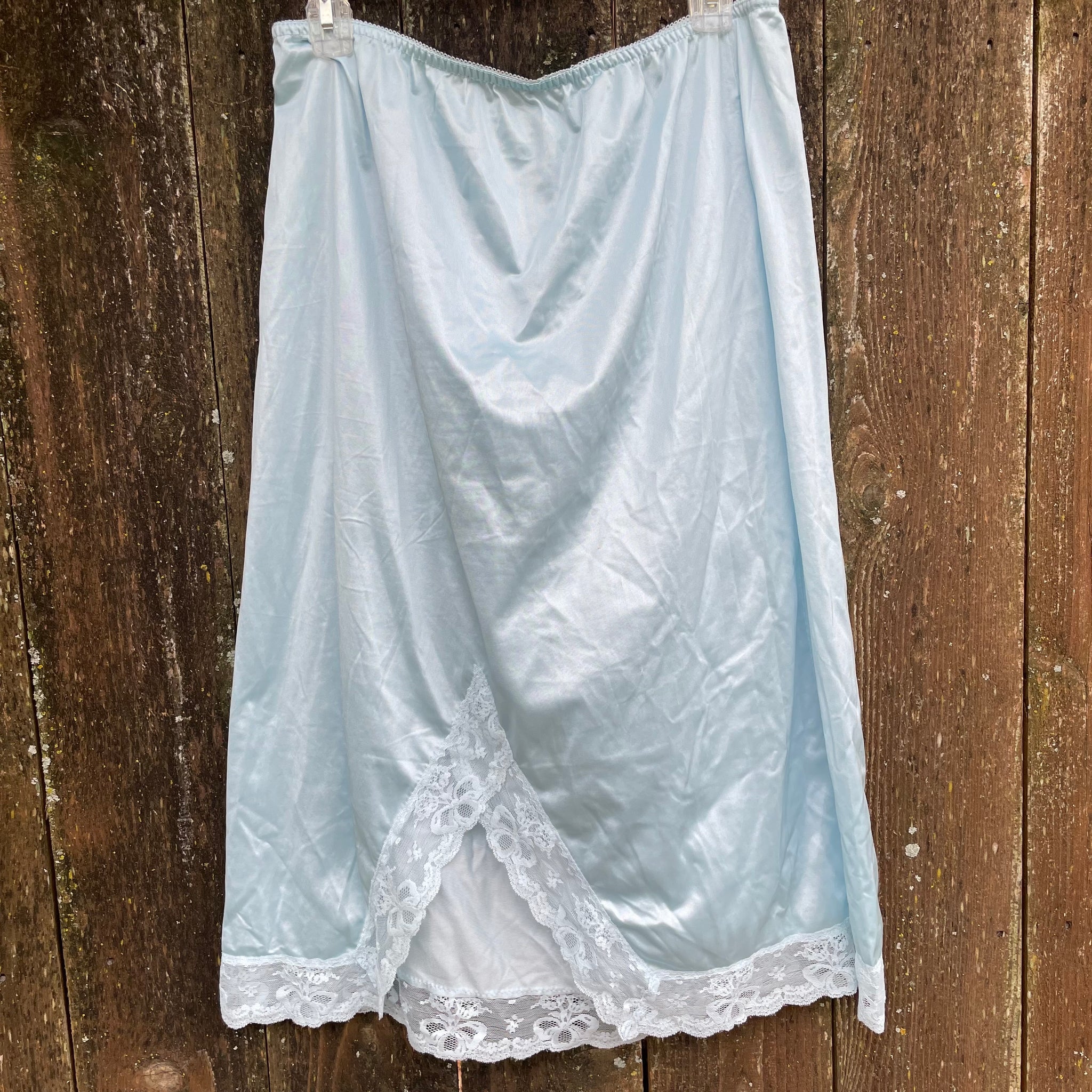 Vintage Blue Lace Slip/Skirt M/L