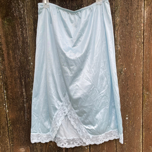 Vintage Blue Lace Slip/Skirt M/L