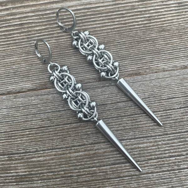 Beaded Helm Chainmaille Earrings