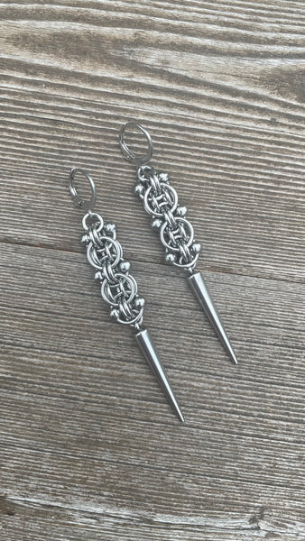 Beaded Helm Chainmaille Earrings