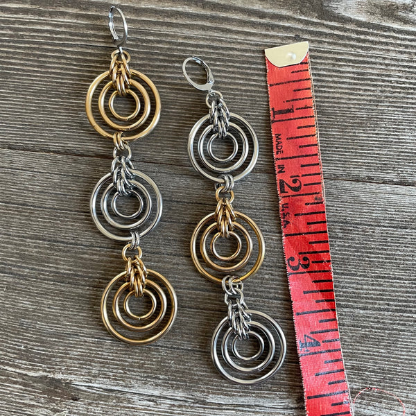 Two-Tone Triple Bullseye Earrings