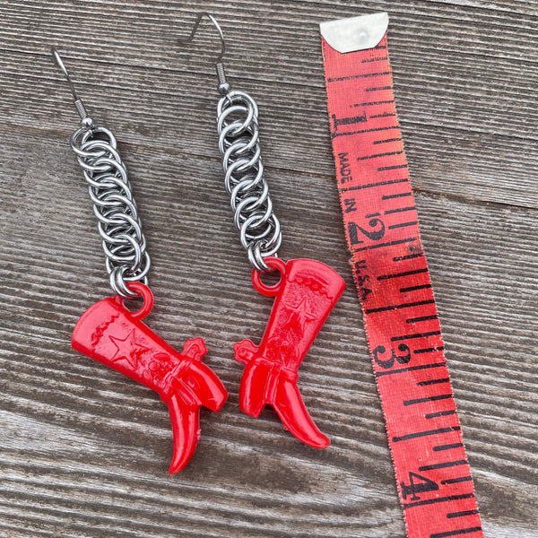 Kitschy Chainmaille Boot Earrings