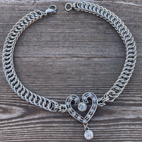 Heartthrob Rhinestone Chainmaille Necklace
