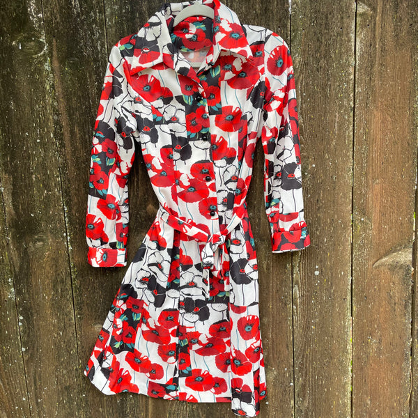Vintage Poppy Print Dress M/L