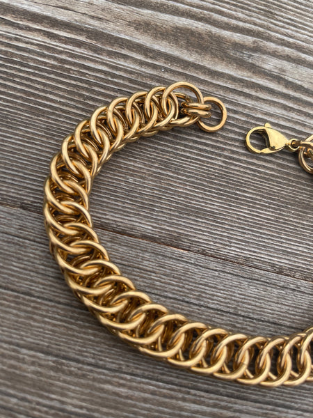 Brass Chunky Chainmaille Bracelet