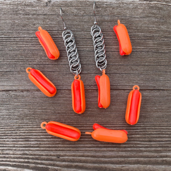 Kitschy Hotdog Chainmaille Earrings