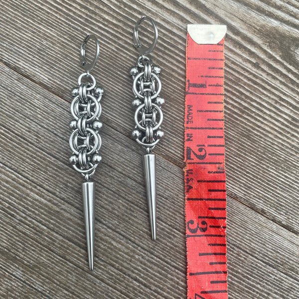 Beaded Helm Chainmaille Earrings