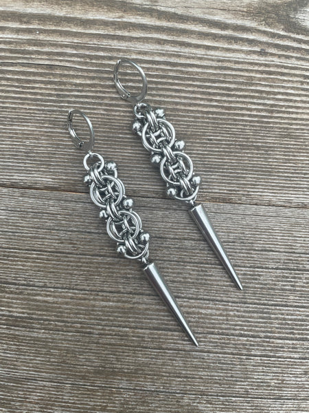 Beaded Helm Chainmaille Earrings