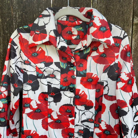 Vintage Poppy Print Dress M/L