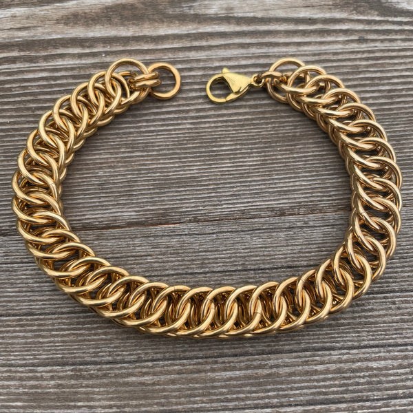 Brass Chunky Chainmaille Bracelet