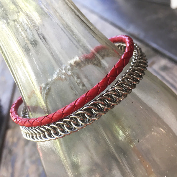 Chainmaille Bracelet with Bolo Cord