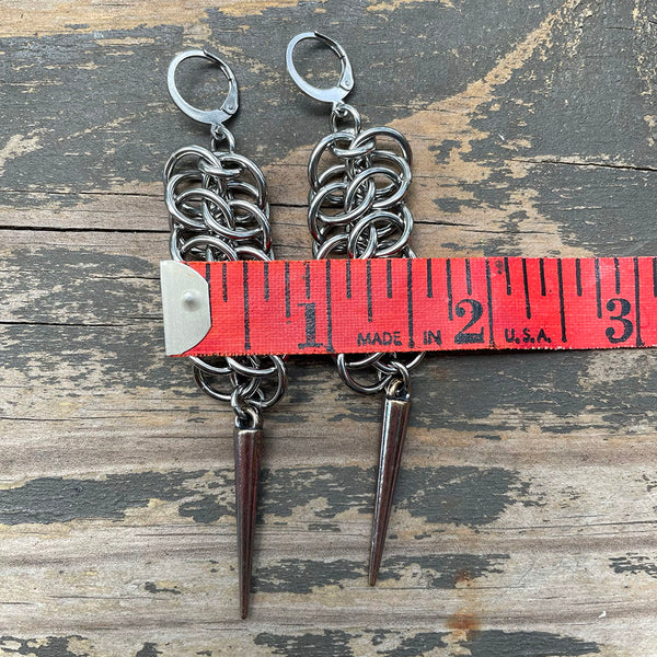 Chunky GSG Chainmaille Spike Earrings