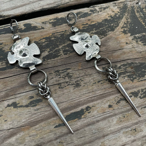 Half Byzantine Spike Thunderbird Earrings