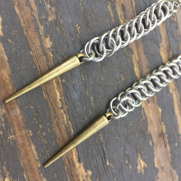 Long Half Persian 4-in-1 Stainless Steel Spike Earrings