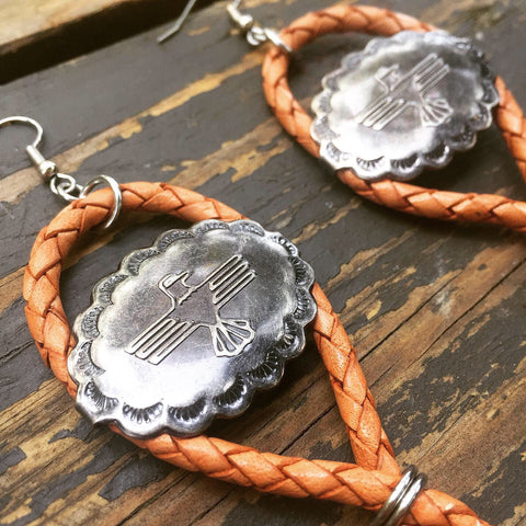 Tan Thunderbird Bolo Earrings